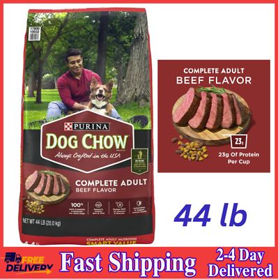 Purina Dog Chow Complete Adult Dry Dog Food Kibble Beef Flavor 44 lb. Bag $62.27