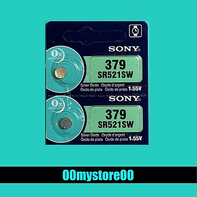 #ad EXP 2030 2 pc SONY 379 Watch Coin Button Cell Battery SR521SW Ships from CA $1.97