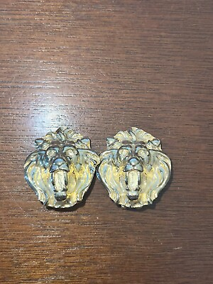 #ad Gold Tone Lion Head Clip On Earrings Fashion Jewelry $4.99