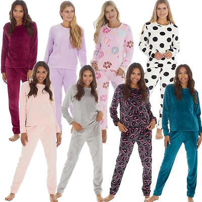 #ad Womens Ladies Shimmer Flannel Fleece Pyjamas Pyjama PJ Set Size 8 22 GBP 21.95