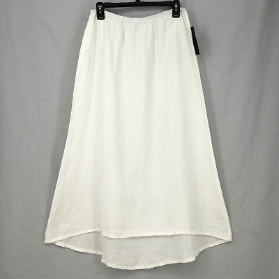 #ad Bryn Walker White Linen Skirt Size Small Womens Elastic Waist Hi Lo Unlined NEW $34.98