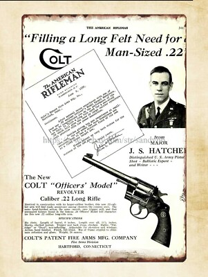 #ad 1930 Ad Colt Fire Arms Manufacturing Officers Model Revolver J.S. Hatcher metal $18.95