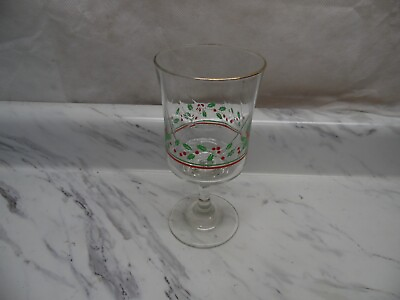 #ad 🎄🎄Christmas Holiday Wine Glasses Holly Red Green Drink Water Goblet Stem🎄🎄 $6.99