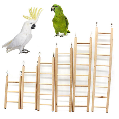 #ad 3 4 5 6 7 8 Steps Wooden Pet Bird Parrot Climbing Hanging Ladder Cage Chew Toy $6.38