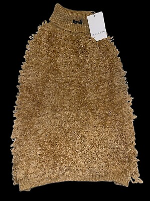 #ad Max Bone Brown Gold Curly Loose Knit Fashion Dog Sweater Jumper XL NWT $46.98