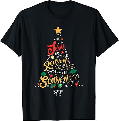#ad NEW Jesus Is The Reason For The Season Christian Christmas Tree T Shirt S 3XL $22.99