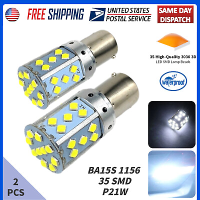 #ad 2X 1156 BA15s LED Reverse Backup Light Bulbs Super Bright White 6000K 35SMD 3030 $9.39