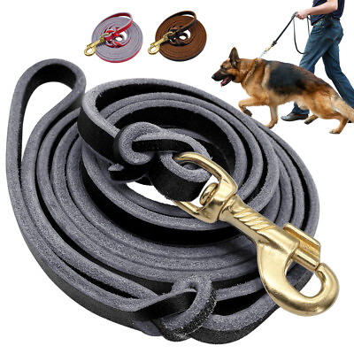 #ad 6 8ft Leather Dog Leash Long Tracking Training Lead Large Big German Shepherd $22.99