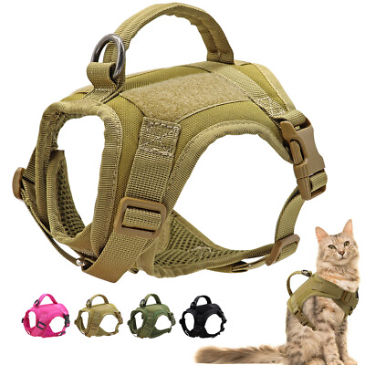 #ad Adjustable Tactical Cat Puppy Small Dog Harness Military Vest No Pull w Handle $15.99
