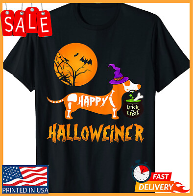Dachshund Happy Halloweiner Funny Halloween Dogs Lover T Shirt $10.90