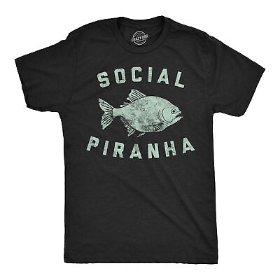#ad Mens Funny T Shirts Social Piranha Sarcastic Fish Graphic4 Tee For Men $9.50