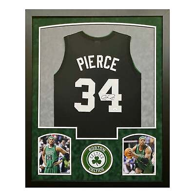 #ad Paul Pierce Signed Boston Black Custom Suede Matte Framed Basketball Jersey JSA $402.95