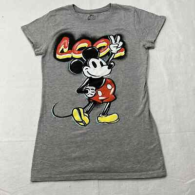 #ad Disney Women#x27;s Small Mickey Mouse Short Sleeve Colorful Gray Graphic T Shirt $12.74