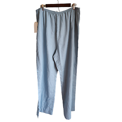 #ad Donni Pants Women#x27;s XXL Blue Linen Simple Pant Elastic Waist Wide Leg 2XL NEW $59.99