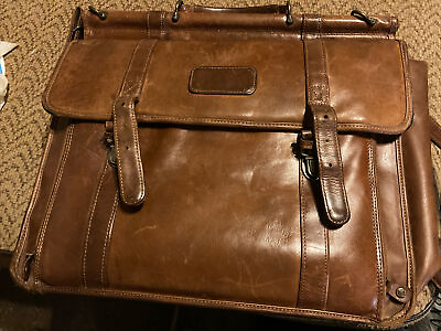 #ad Vintage Crossbody Bag Leather Laptop Messenger Bag Briefcase Worn WILSON $84.49
