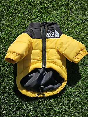 #ad Warm Dog Jacket Yellow Puppy Coat Sweater Dog Fans Vest 2 Leg Pet Clothes Medium $12.99
