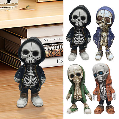 #ad Cool Skeleton Figurines Halloween Skeleton Doll Resin Crafts Mini Skull Ornament $14.73