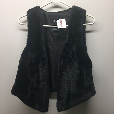 #ad ME JANE Vest Women’s Jrs Black Faux Fur Shell Vest Size Small $16.00