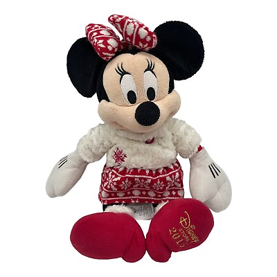 #ad Disney Store 2015 Minnie Mouse Plush Winter Snowflake Christmas 16quot; Tall $7.99