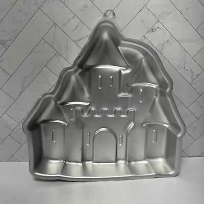 #ad Princess Castle Magical Wilton Silver Cake Tin 1998 $11.99