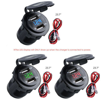 #ad Car Dual USB Charger LED Voltmeter 12 24V Cigarette Lighter Socket Lighter 4.2A $8.82