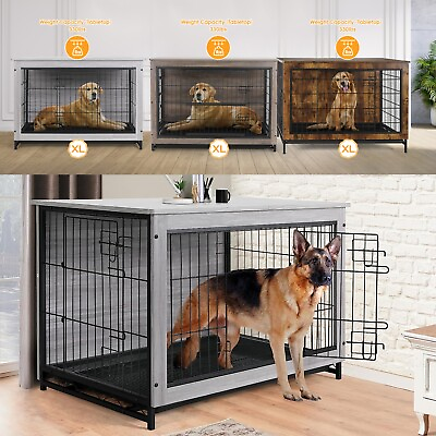 Dog Cage Furniture Wooden Indoor Dog Kennel End Table Pet Cage Furniture W Tray $145.99