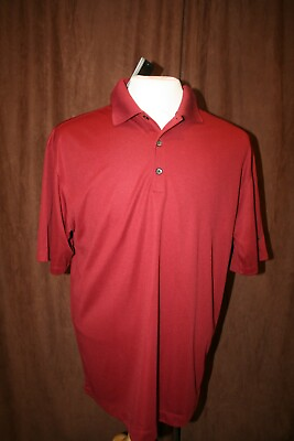 #ad Nike Golf Polo Shirt Red Dri Fit Short Sleeve Large L Logo New NWTS $20.00