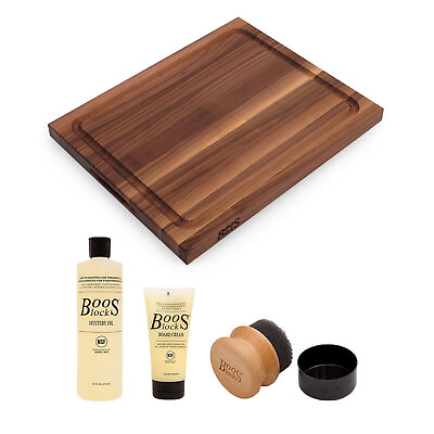 #ad John Boos Walnut Wood 21 Inch Reversible Au Jus Carving Board amp; 3 Piece Care Set $185.99