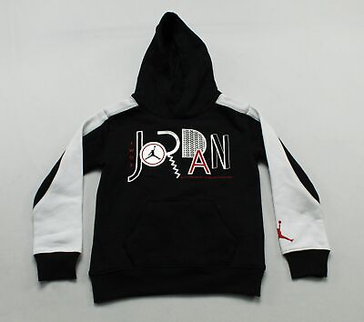 #ad Jordan Boy#x27;s Pullover Contrast Sleeve Hoodie Sweatshirt LC7 Black Size XS 3 4 $18.74
