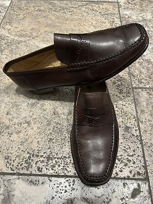 #ad Santoni Men’s Leather Loafers Brown 9.5 D $45.00