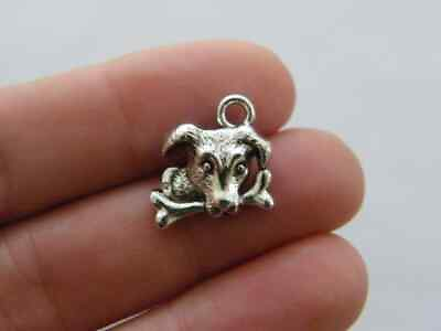 #ad BULK 30 Dog charms antique silver tone A1029 $11.40
