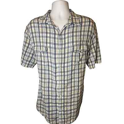 #ad Croft amp; Barrow Men#x27;s Collar Button Down Short Sleeve Shirt Blue Stripes Size XL $10.20