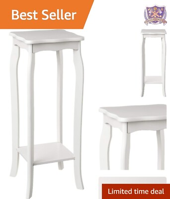 #ad Space Saving White Square Table Classic Style 11.82quot;d x 11.82quot;w x 26.99quot;h $75.97