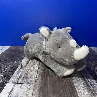 #ad Carters Plush Rhino Gray Stuffed Animal Lovey Floppy Laying Down Soft Toy 11quot;L $16.49