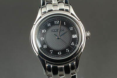 #ad Near MINT Hamilton 021120 Jazzmaster Watch Quartz Date Silver Mens From JAPAN $179.99