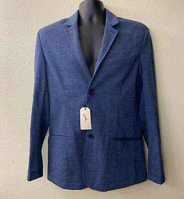 #ad Civil Society Benedict Knit Blazer Jacket Large Slim Fit Two Button Navy Soft $53.80