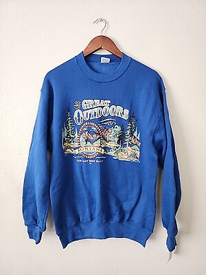 #ad 1990s Mens Large Great Outdoors Montana Blue Vintage Long Sleeve Sweatshirt NWT $25.00