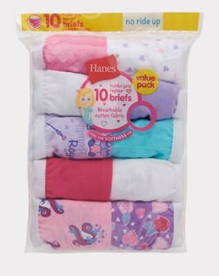 #ad Hanes Toddler Girls#x27; Cotton Briefs 10pk Colors Vary 4T 5T $9.99