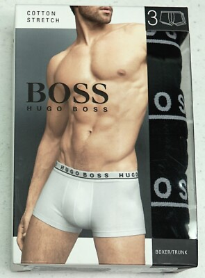 #ad Hugo Boss Mens Trunks Pack of 3 Underwear Black Stretch Cotton $36.99