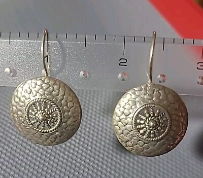 #ad Doug Paulus DP India 925 Sterling Silver Textured Rope Wheel Disc Hook Earrings $39.95