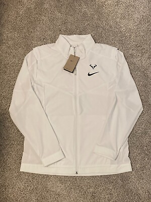 #ad Sz Large Men Nike Court Rafa Nadal Dri Fit Full Zip White Tennis Jacket NEW $75.95