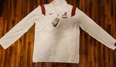 #ad Nike Dri Fit Alabama Crimson Tide On Field Coach 1 4 Zip White Pullover Size M $36.99