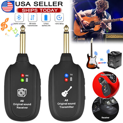 #ad UHF Guitar Wireless System TransmitterReceiver Built In Rechargeable Battery $15.57