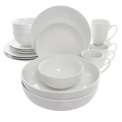 #ad 18 Piece Porcelain Dinnerware Set Kitchen Dining W 2 Large Serving Bowls New $38.21