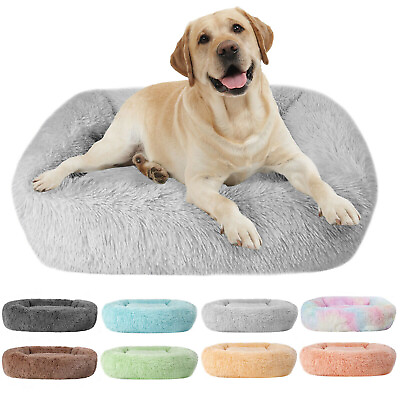 #ad Rectangle Pet Dog Cat Warm Bed Long Plush Calming Sleeping Bed Ultra Soft $29.89