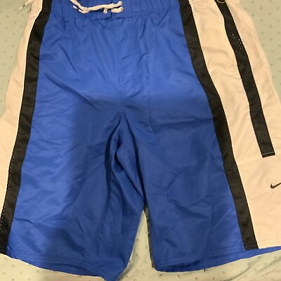 #ad Nike Swim Shorts Men#x27;s Blue white Black. 34 Inch Waist 22length $11.00