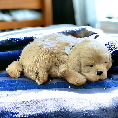 #ad Perfect Petzzz Golden Retriever Sleeping Puppy Dog Lifelike Breathing Plush Toy $17.99
