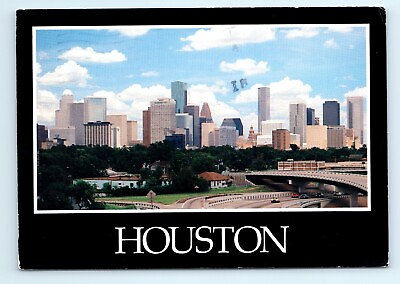 #ad Houston Skyline TX Postcard Posted 1990 $7.00