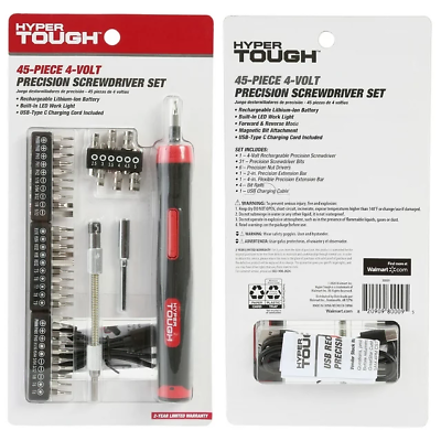 #ad Hyper Tough 4 Volts 45 Piece Rechargeable Precision Screwdriver Set Model 30009 $17.44