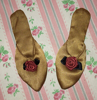 #ad Vintage Decade Unknown BOUDOIR type DOLL SLIPPERS SHOES 4 1 2 in L $6.00